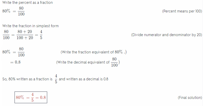 Texas Go Math Grade 6 Lesson 9.2 Answer Key Percents, Fractions, and ...